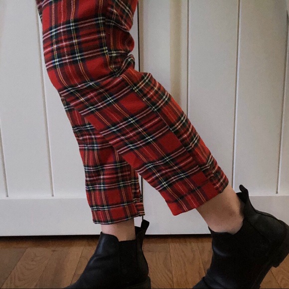 PLAID HIGH WAISTED PANTS - Picture 3 of 4